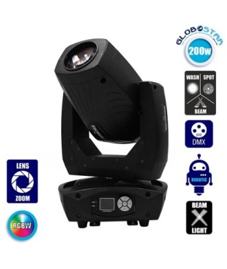 Κινούμενη Ρομποτική Κεφαλή Cyclop PRO 4in1 BEAM - WASH - SPOT - ZOOM 7°-21° 1*200 Watt White 7500K OSRAM LED RGBW 230V DMX512 GloboStar 51154